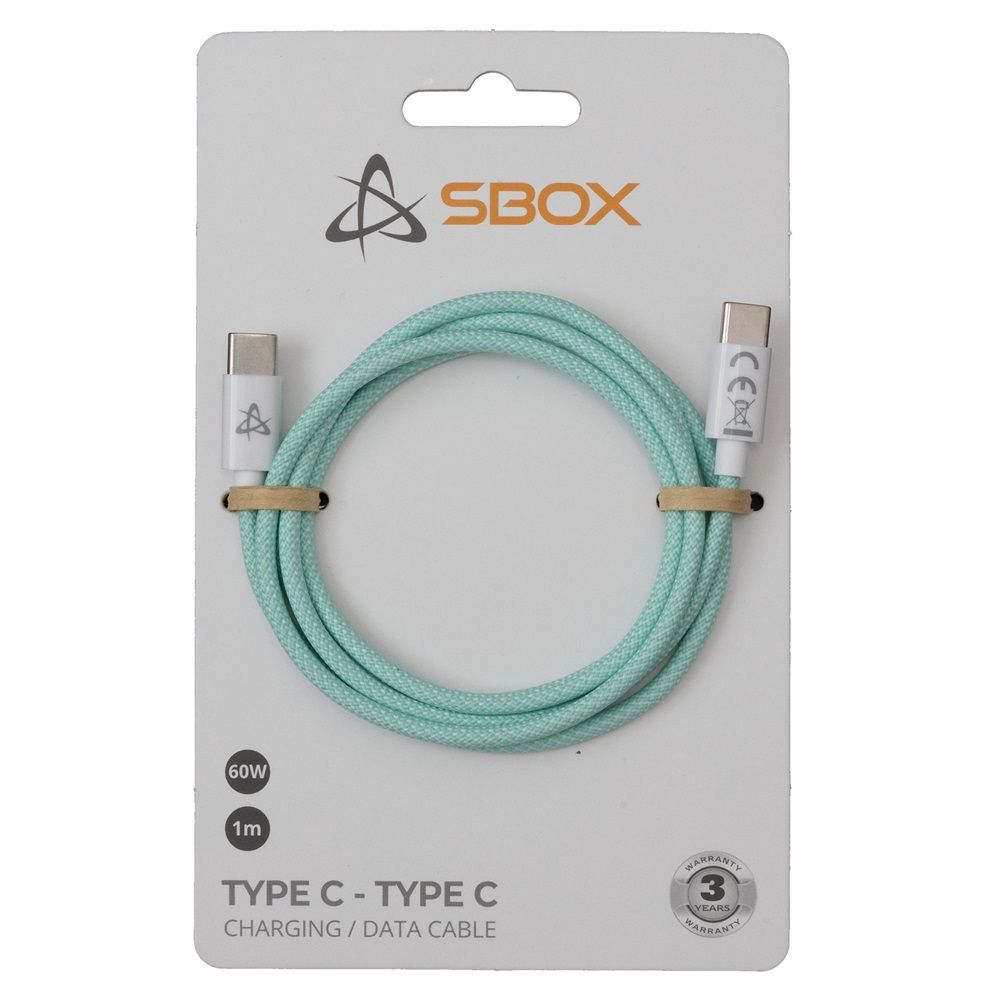 SBOX Type-C to Type-C 60W Charge and sync cable 1m Green