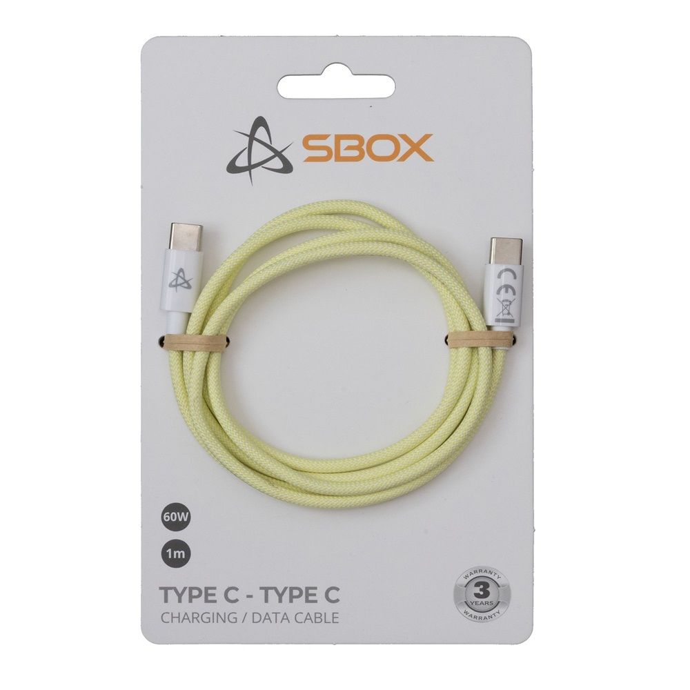 SBOX Type-C to Type-C 60W Charge and sync cable 1m Yellow