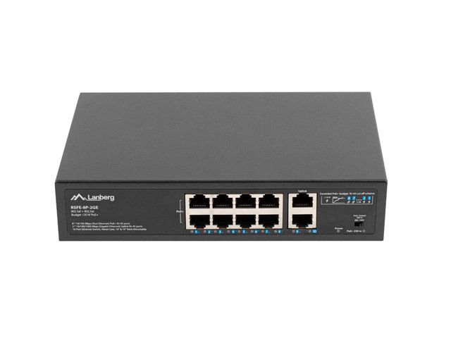 Lanberg 8x 100MB POE+/2X 1GB UNMANAGED RACK 10