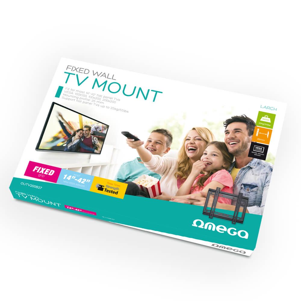 Platinet OUTV200B27 Omega TV Mount Max Vesa 200 Fixed Wall Black