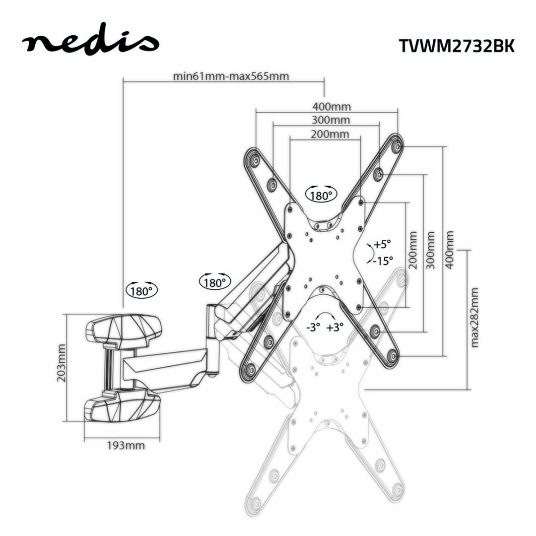 Nedis Vertical TV Wall Mount 23
