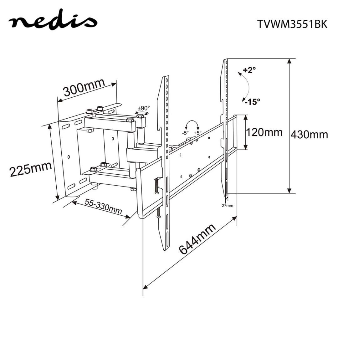 Nedis Full Motion TV Wall Mount 37