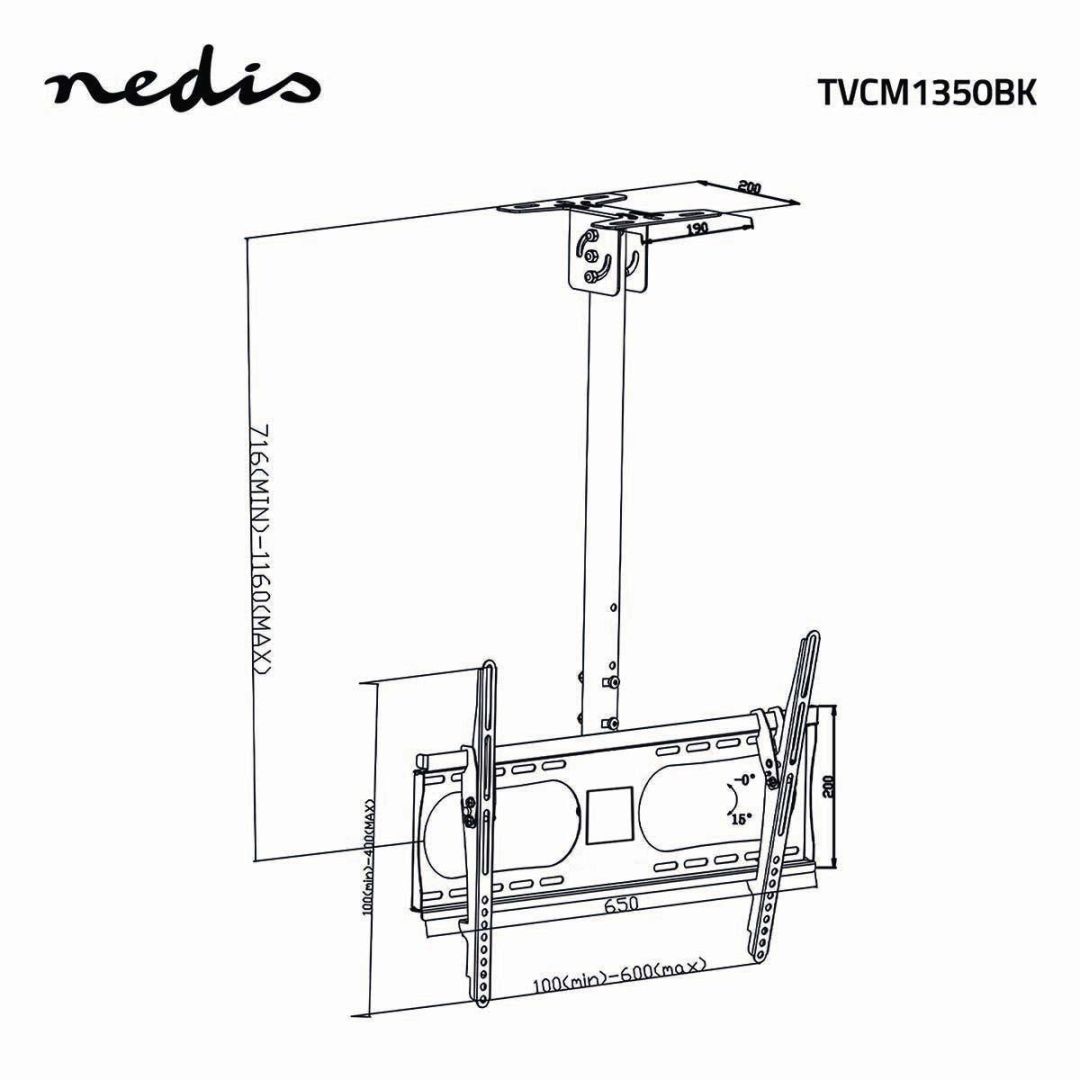 Nedis Full Motion TV Ceiling Mount 42