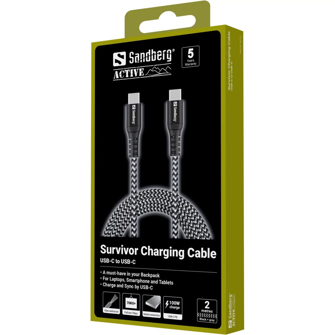 Sandberg Survivor USB-C Cable 100W 2m Black