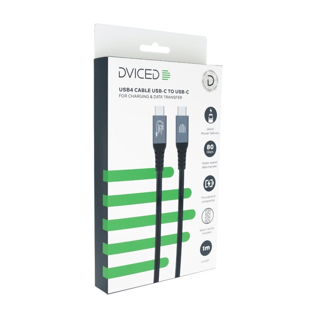 Dviced USB4 Braided Cable (Thunderbolt compatible) 1m Black
