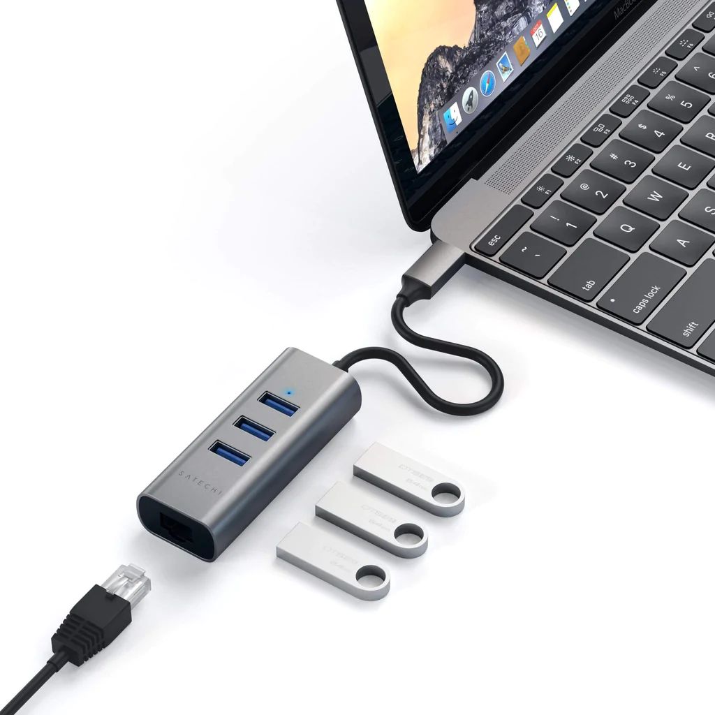Satechi Type-C 2 in 1 USB HUB with Ethernet Space Grey