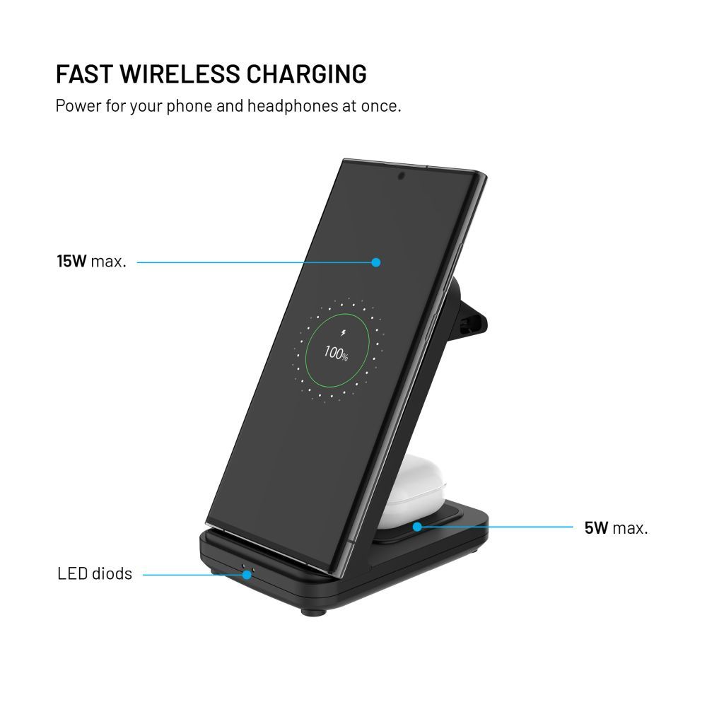 FIXED 3 in 1 Wireless töltő, fekete