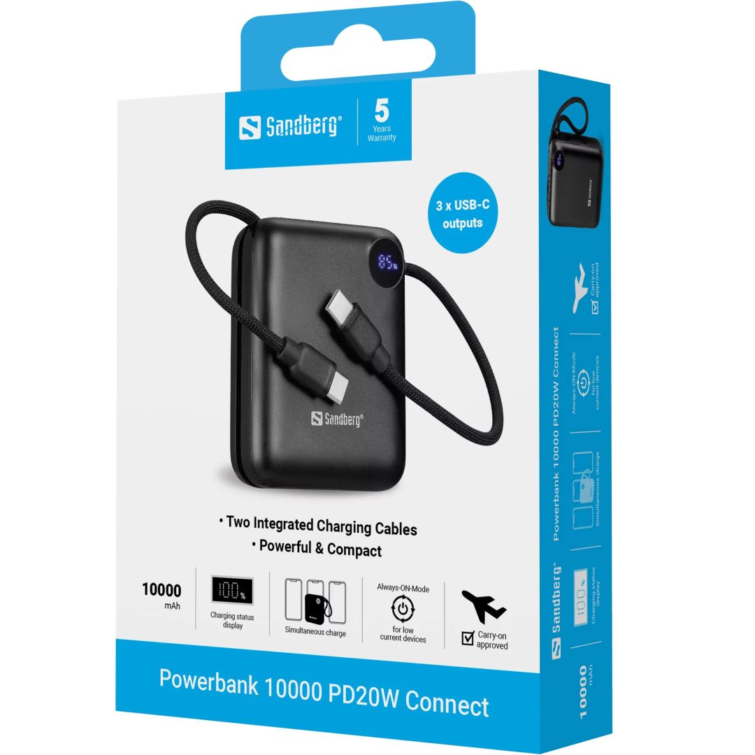 Sandberg PD20W 10000mAh Powerbank Black