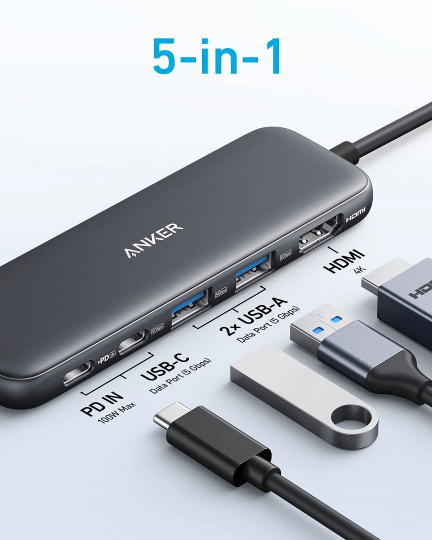 ANKER 332 USB-C Hub (5-in-1) Black