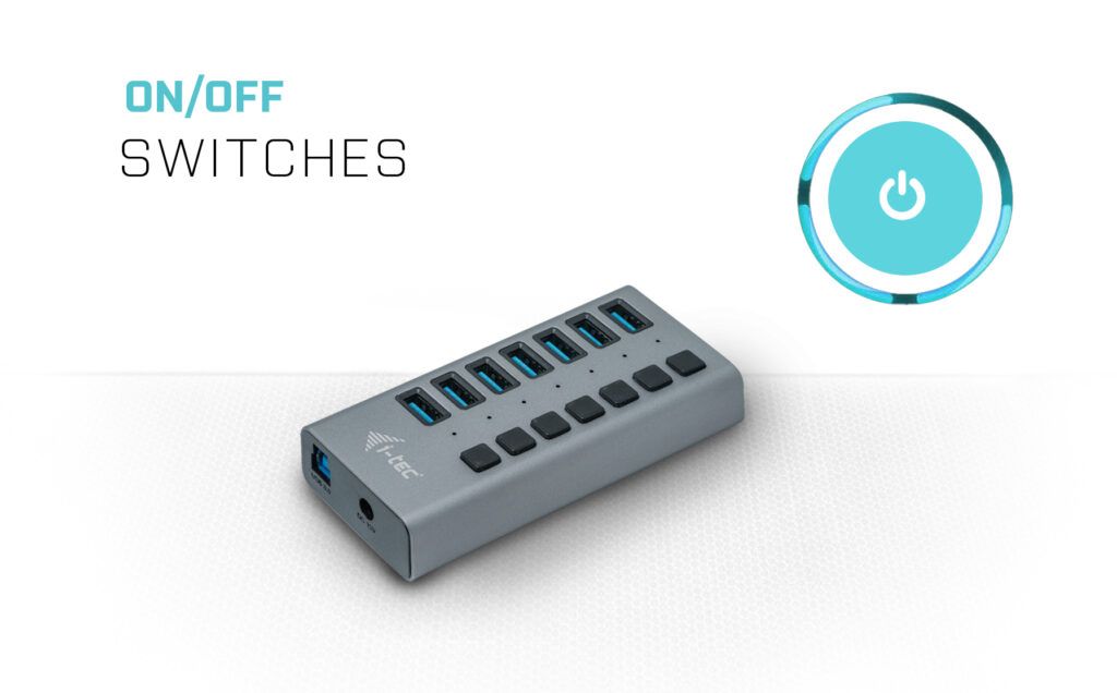 I-TEC 7 port USB 3.0 Charging Hub+Power Adapter 36W Grey