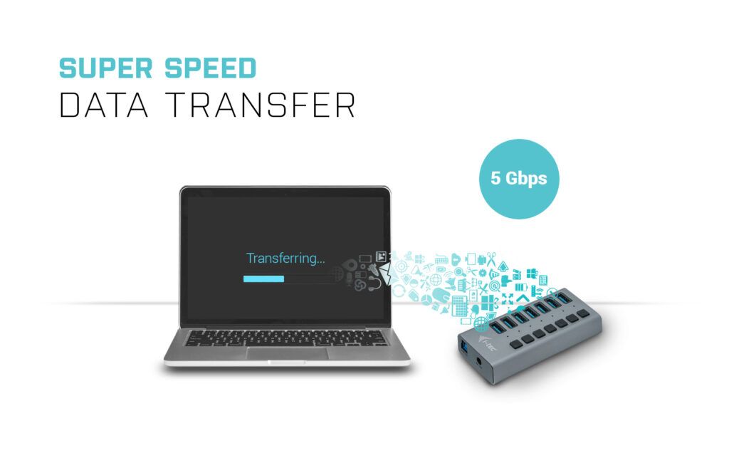 I-TEC 7 port USB 3.0 Charging Hub+Power Adapter 36W Grey
