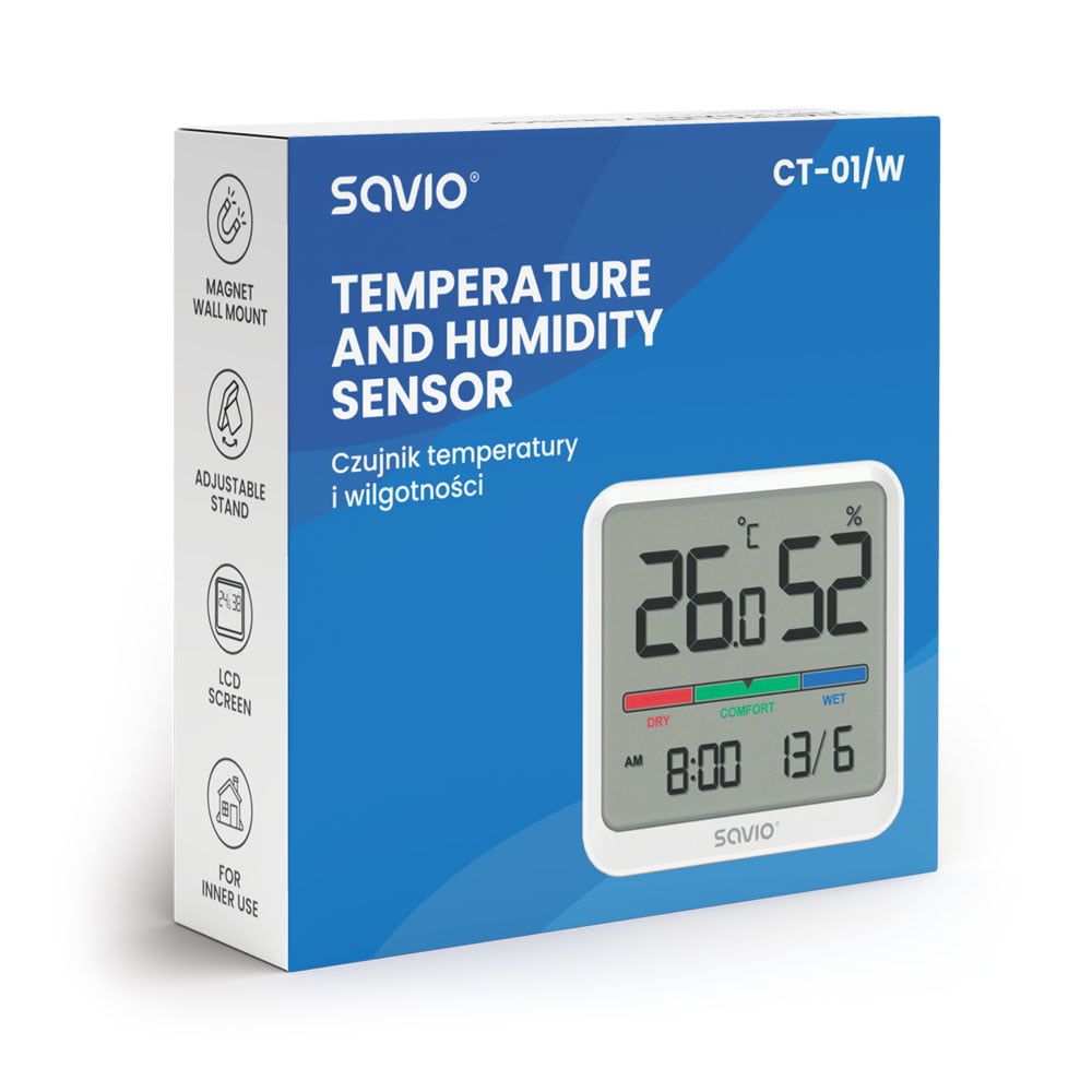 Savio CT-01 Temperature and Humidity Sensor White