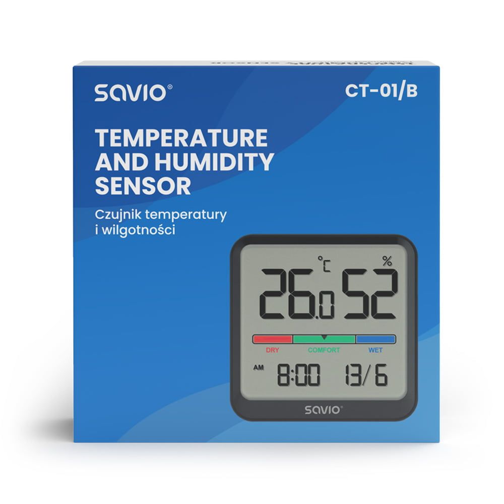 Savio CT-01 Temperature and Humidity Sensor Black