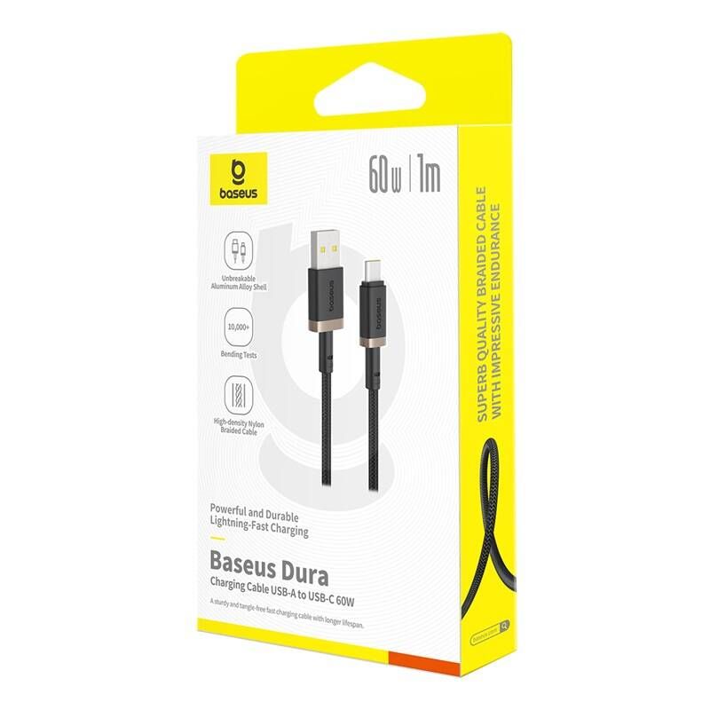 Baseus Dura Series 60W USB Type-A to Type-C Fast Charging cable 1m Black/Gold
