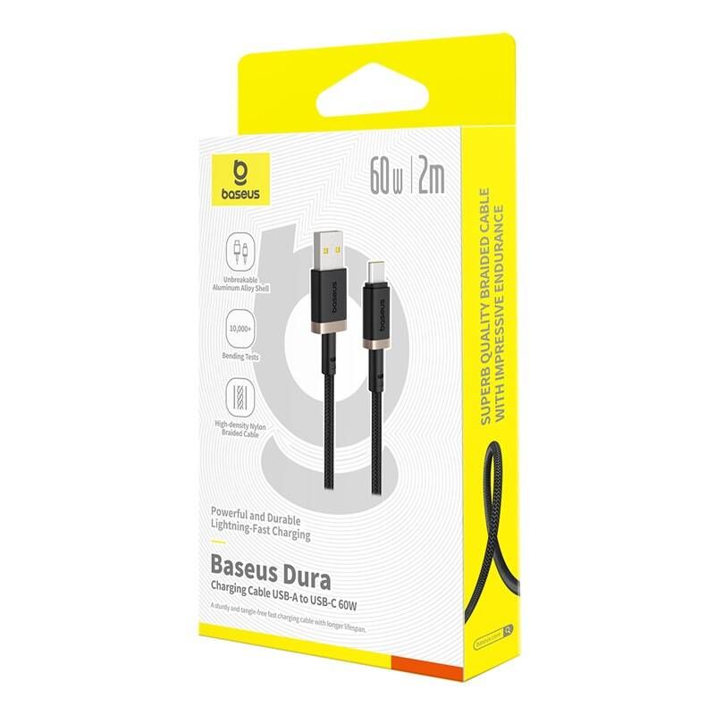 Baseus Dura Series 60W USB Type-A to Type-C Fast Charging cable 2m Black/Gold