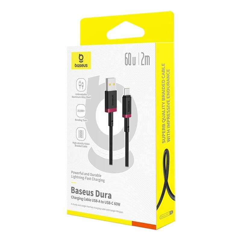 Baseus Dura Series 60W USB Type-A to Type-C Fast Charging cable 2m Black/Red