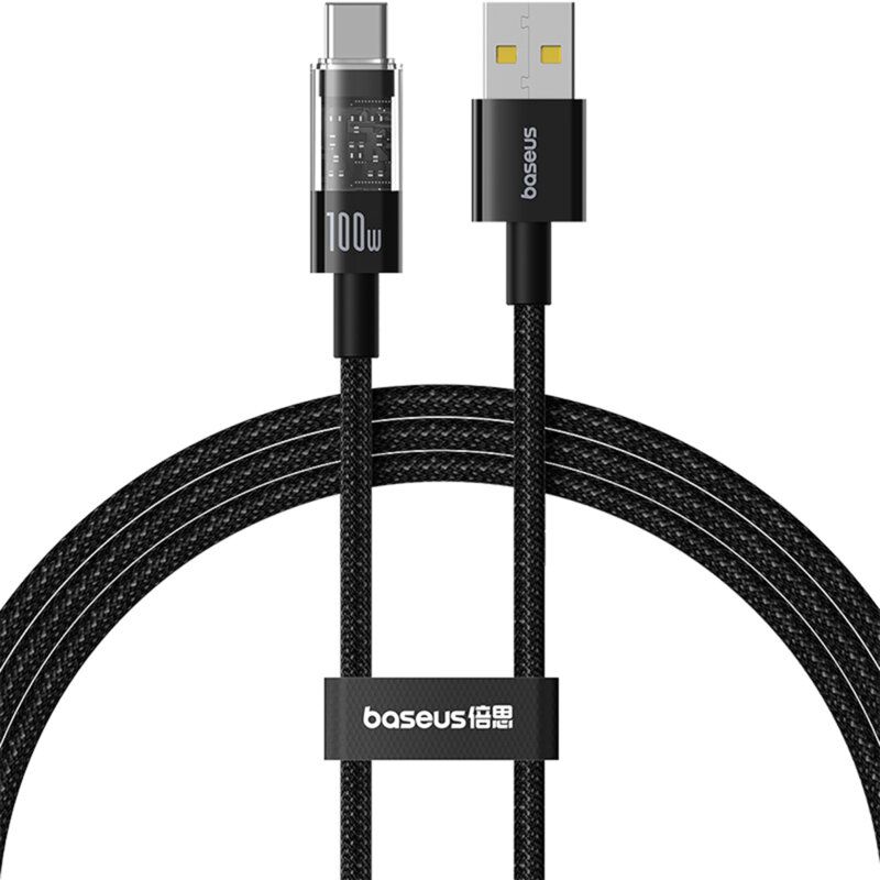 Baseus Gem USB A to USB C 100W fast charging cable 2m Black