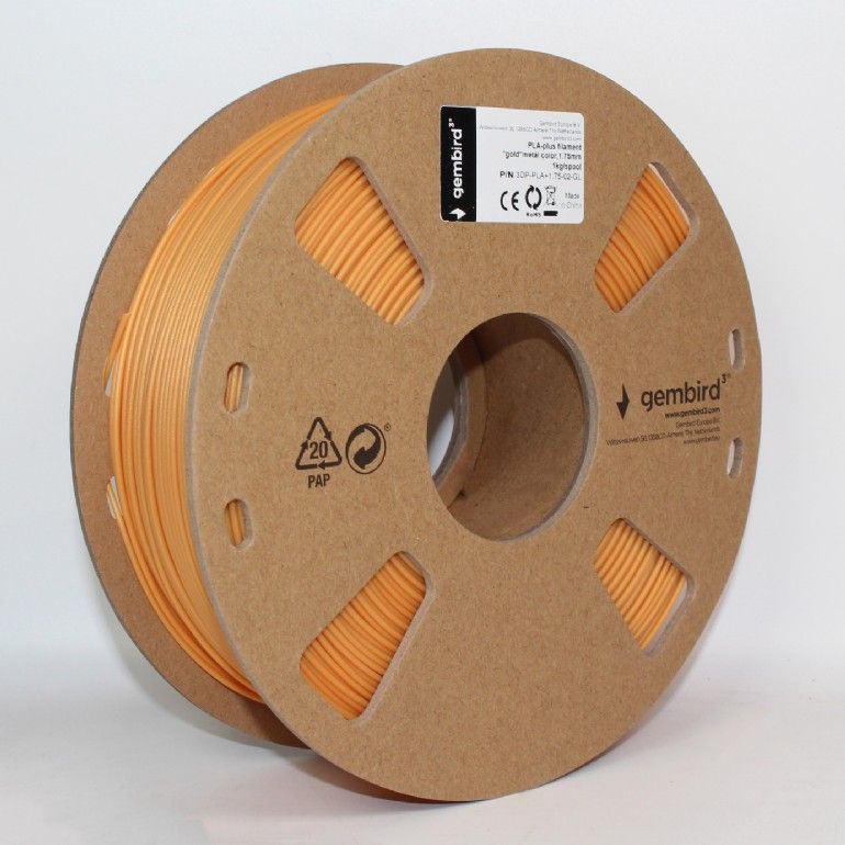 Gembird 3DP-PLA+1.75-02-GL Filament PLA-plus Gold Metal 1.75mm 1kg