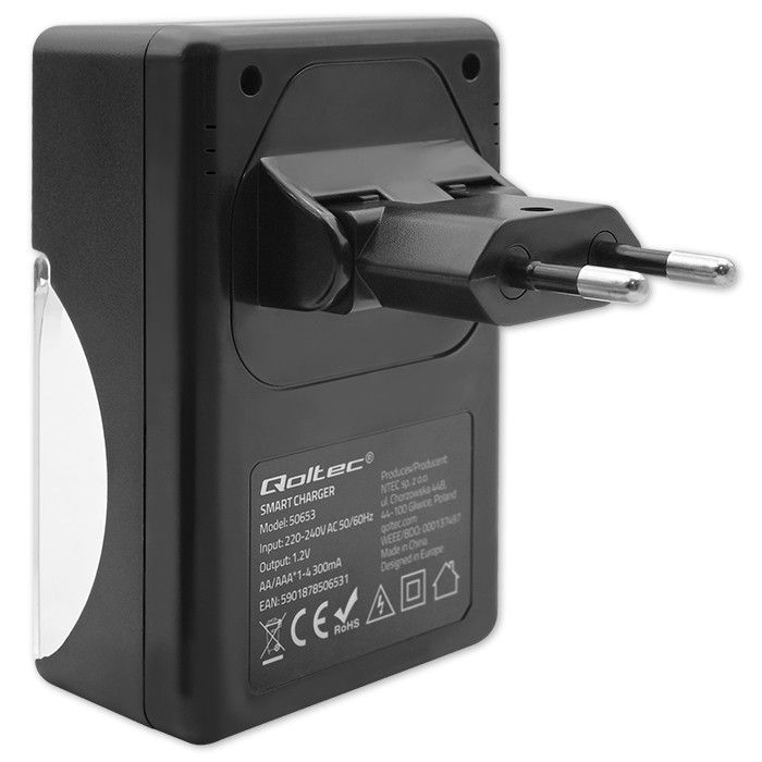 Qoltec Battery Charger for Ni-MH type R03/AAA R6/AA