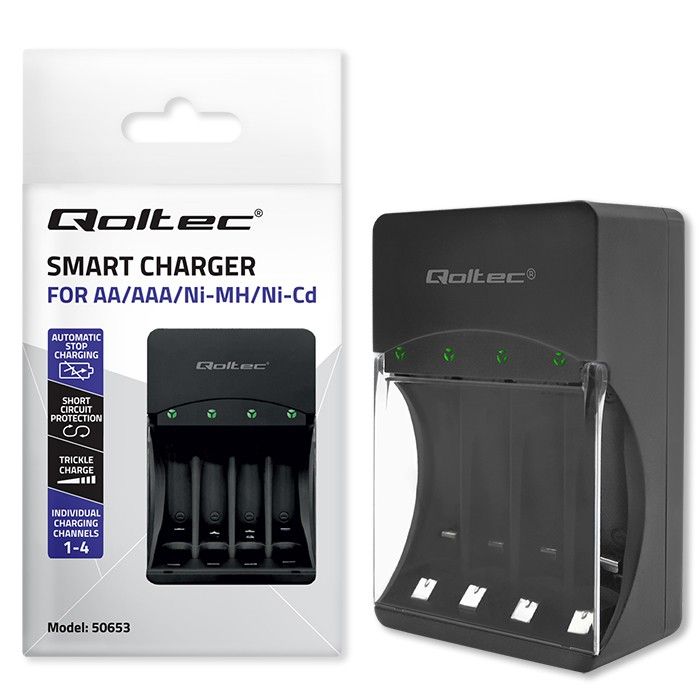 Qoltec Battery Charger for Ni-MH type R03/AAA R6/AA