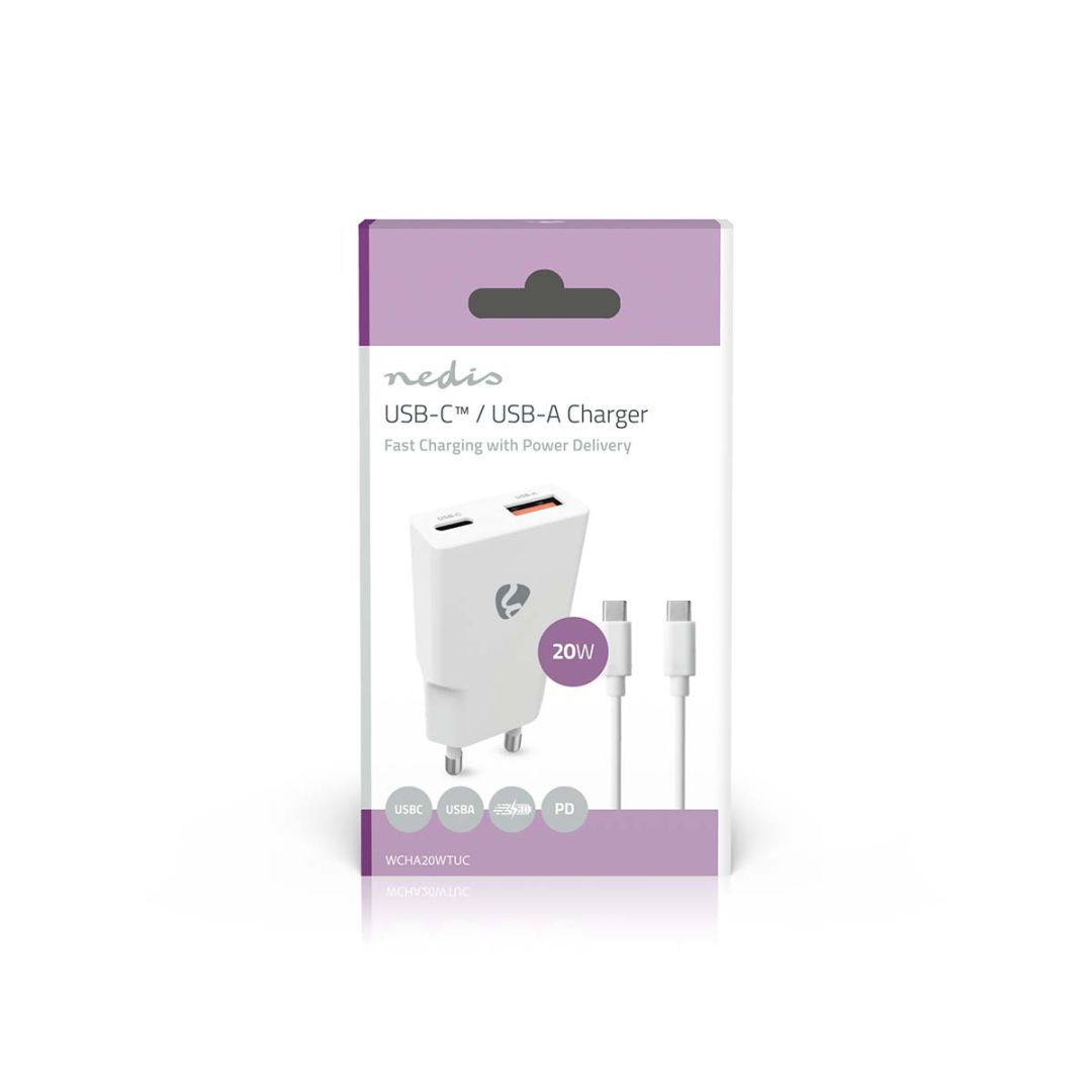 Nedis Wall Charger 20W PD 3.0 with 1,5m USB-C cable White