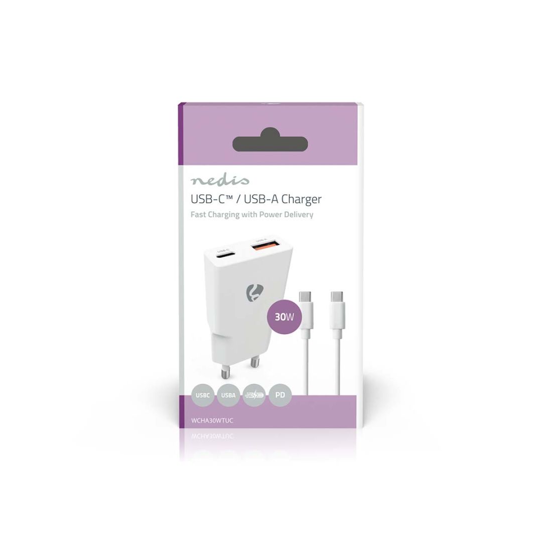 Nedis Wall Charger 30W PD 3.0 with 1,5m USB-C cable White