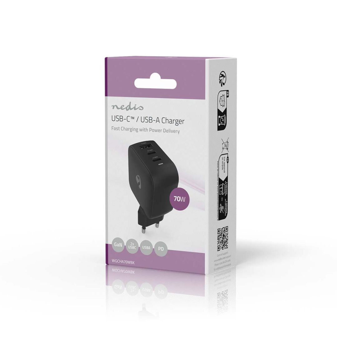 Nedis Wall Charger 70W PD 3.0 Black