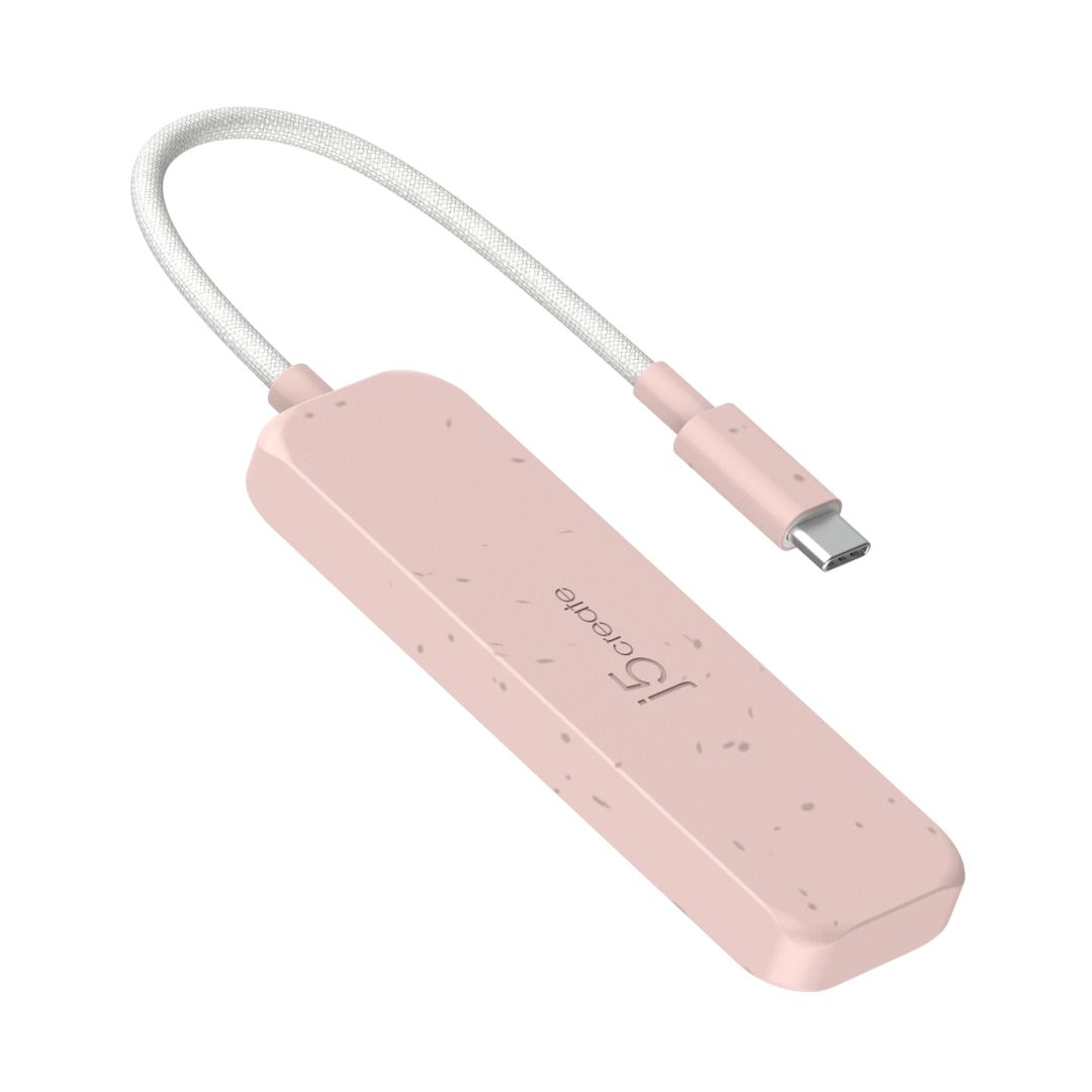 j5create Eco-Friendly USB-C to 4-Port Type-C & Type-A Gen 2 Hub Misty Rose