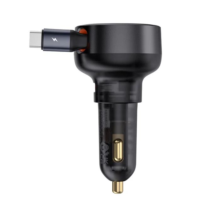 Baseus Enjoyment Pro Car Charger U+Retractable Type-C Cable 60W Black