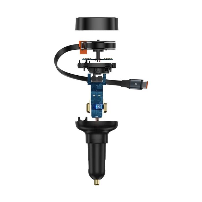 Baseus Enjoyment Pro Car Charger U+Retractable Type-C Cable 60W Black