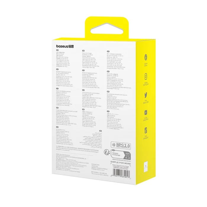 Baseus Enjoyment Pro Car Charger U+Retractable Type-C Cable 60W Black