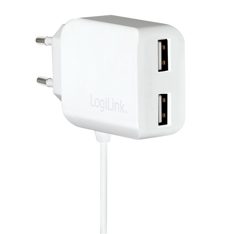 Logilink Dual micro USB socket adapter with fixed cable 2x USB-A 10,5W White