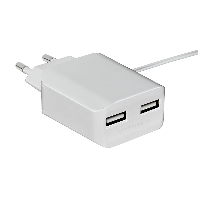 Logilink Dual micro USB socket adapter with fixed cable 2x USB-A 10,5W White