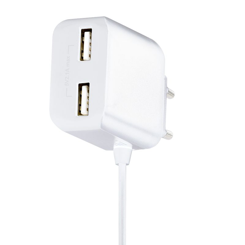 Logilink Dual micro USB socket adapter with fixed cable 2x USB-A 10,5W White