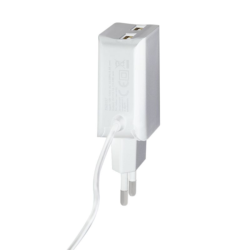 Logilink Dual micro USB socket adapter with fixed cable 2x USB-A 10,5W White