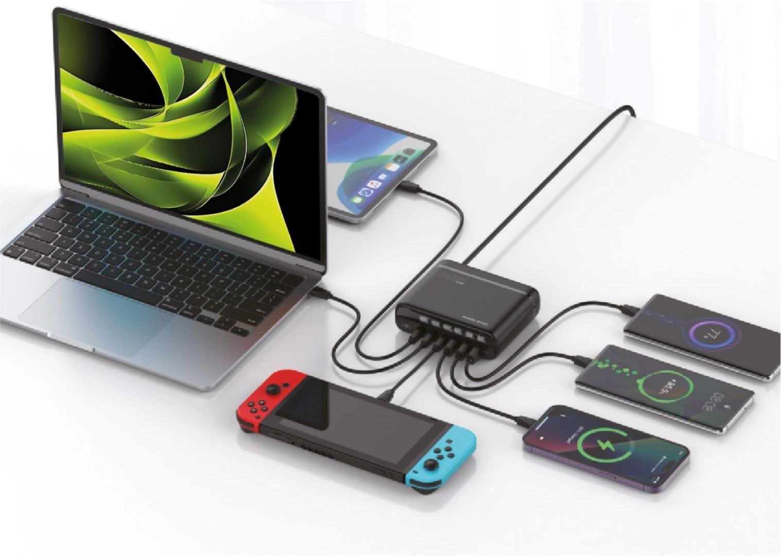 Mobile Origin 140W Travel Charger Hub EU/UK/US 3x USB-C+3x USB-A Black