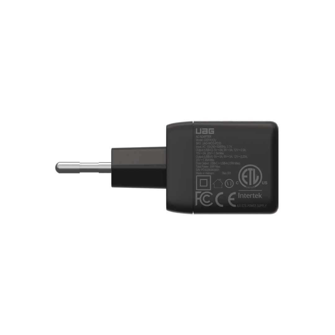 UAG 30W 2Port (USB-C, USB-A) Wall Charger EU Black