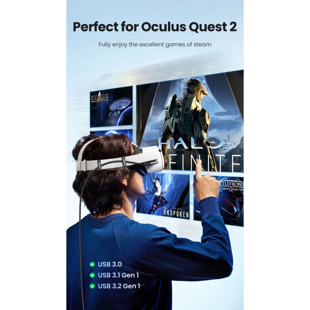 UGREEN Right Angle USB-C to USB-C Link Cable 5m Black