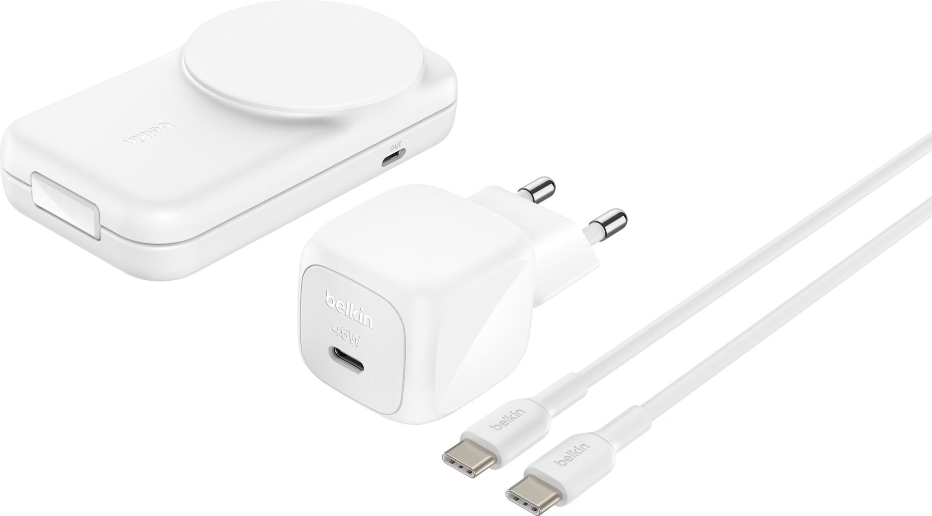 Belkin UltraCharge 25W Qi2 magnetic 2-in-1 Charger White