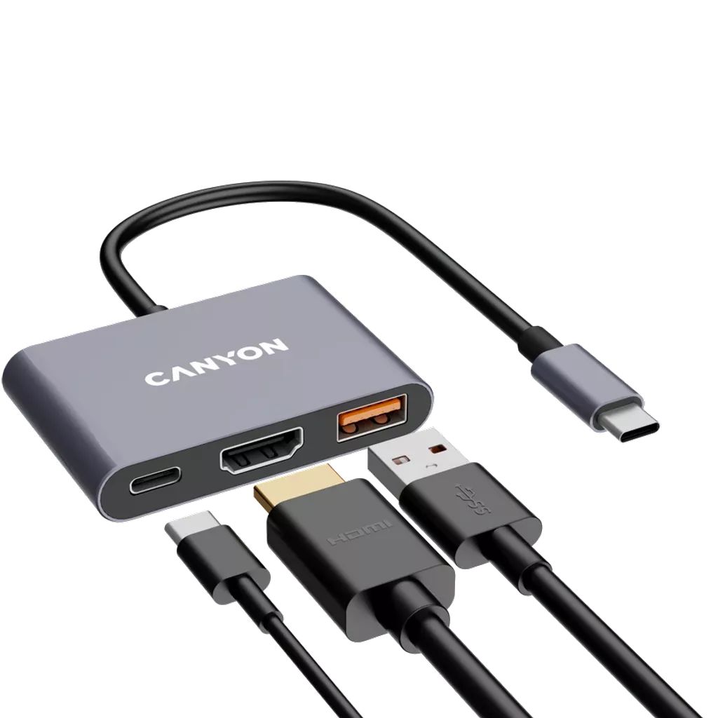 Canyon CNS-TDS4 3 Ports USB-C HUB Grey