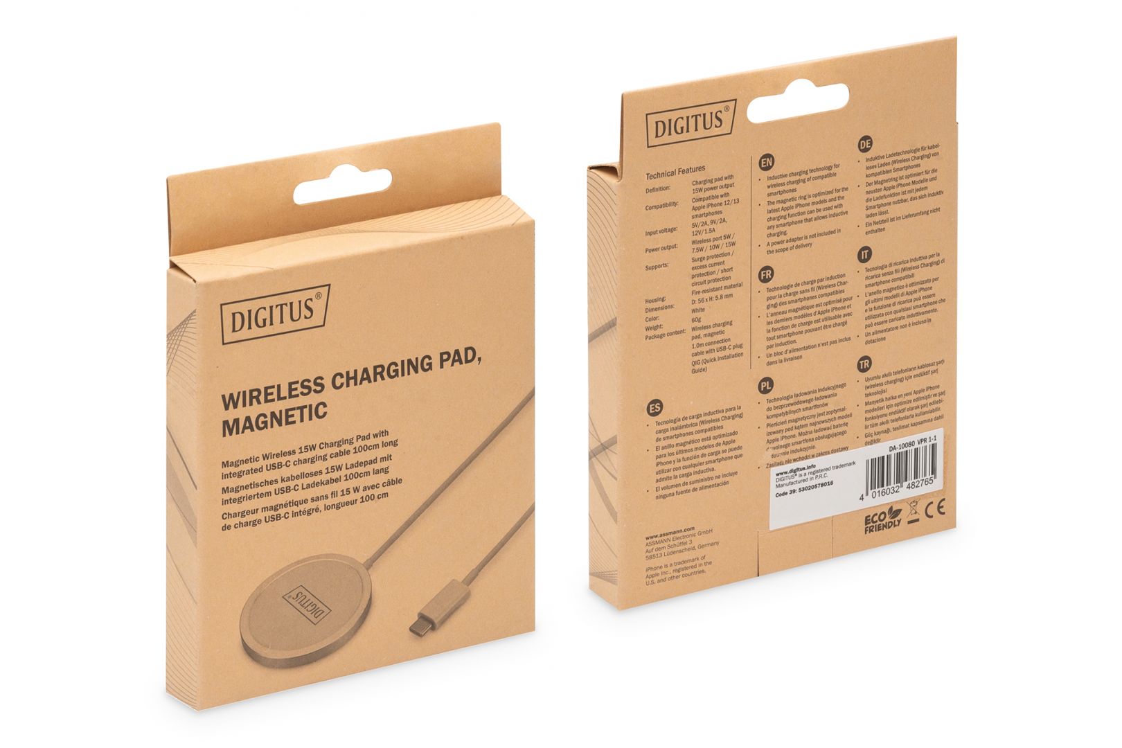 Digitus DA-10080 Wireless Charging Pad magnetic 15W White