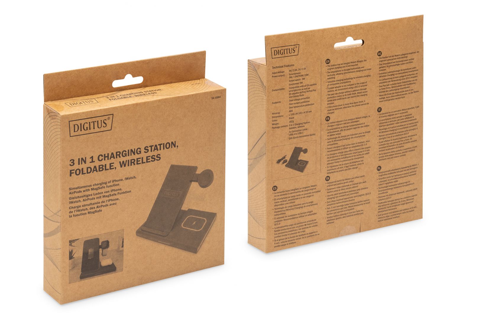 Digitus DA-10084 3in1 Charging Station foldable wireless Black