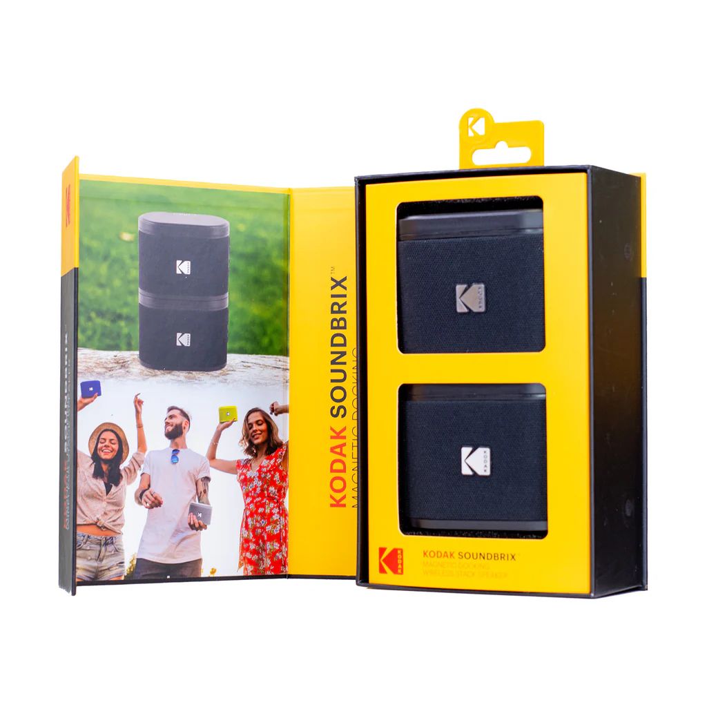 Kodak BRIXBK2 Soundbrix Mini Bluetooth Coloured Portable Two Speakers Black