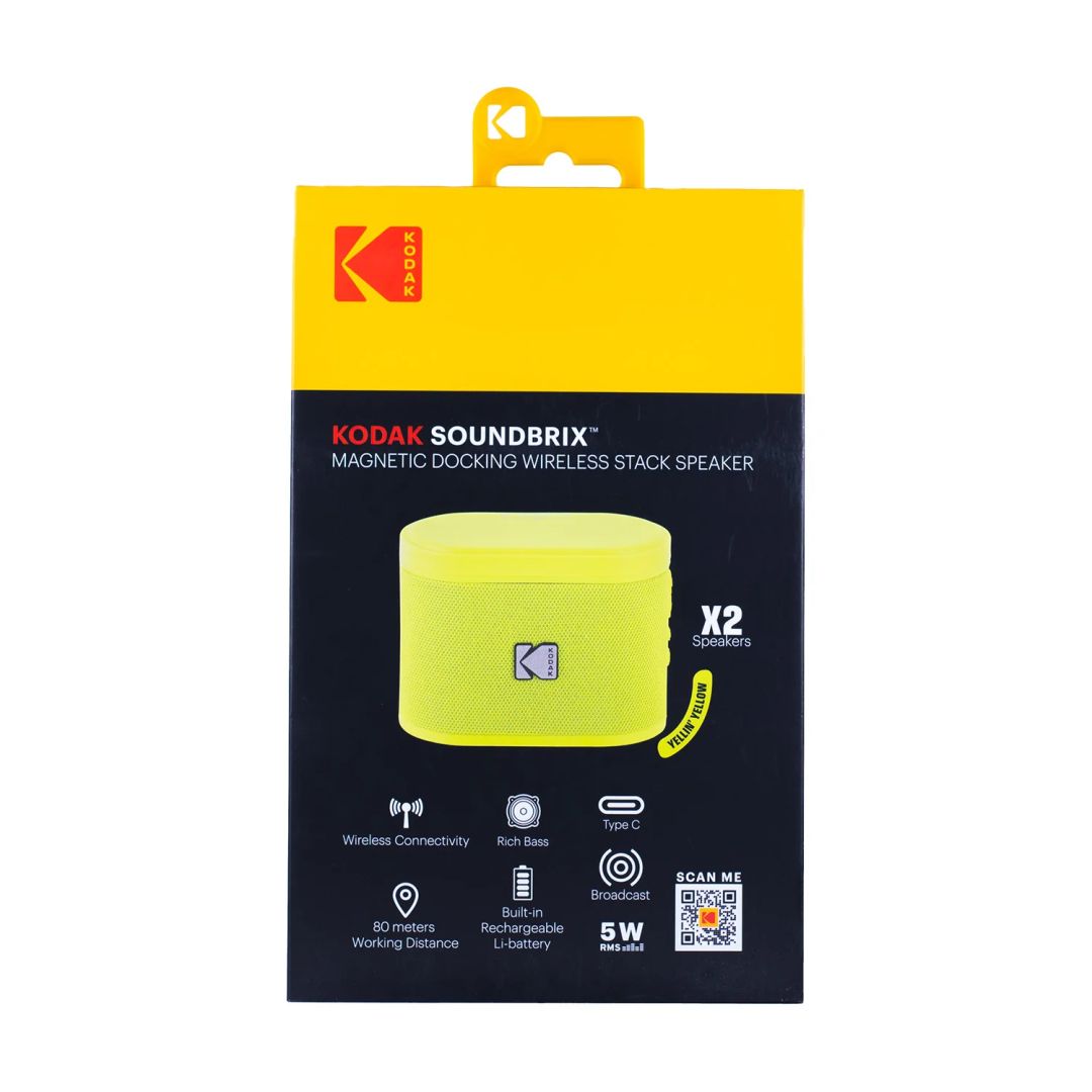 Kodak BRIXYL2 Soundbrix Mini Bluetooth Coloured Portable Two Speakers Yellow