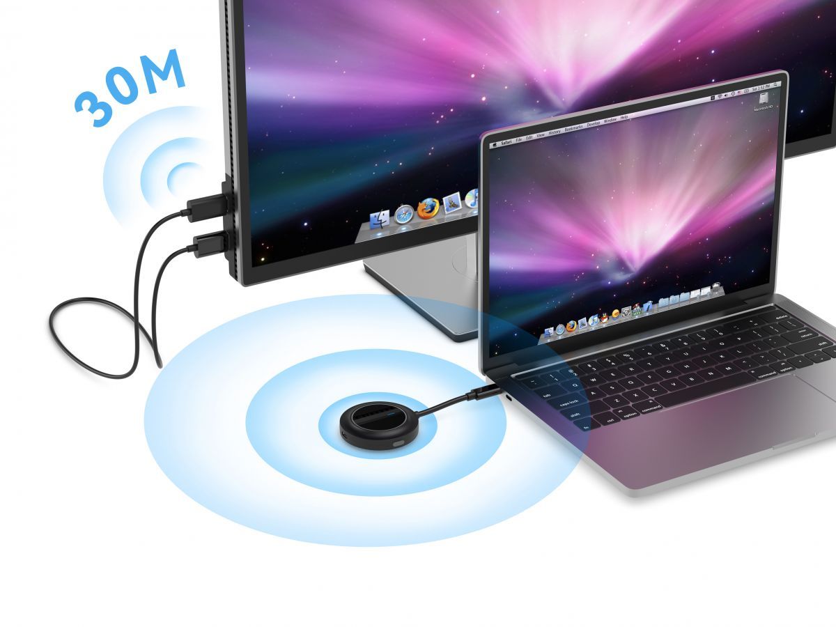 Conceptronic  ATHERIC01B  Wireless USB-C to HDMI Display Kit 1080P