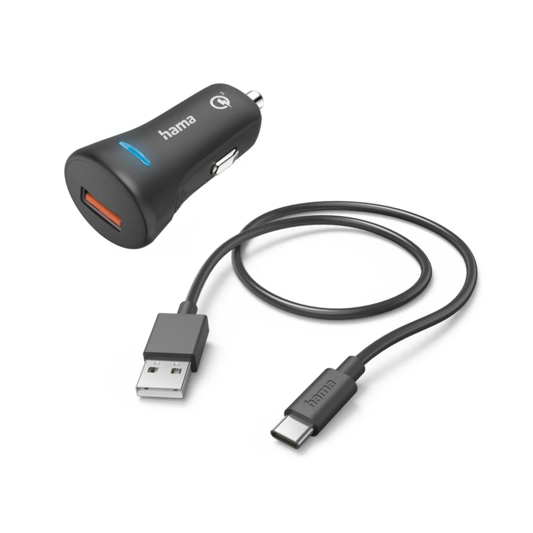 Hama Fast Car Charger with USB-C Charging Cable 19,5W 1,5m Black