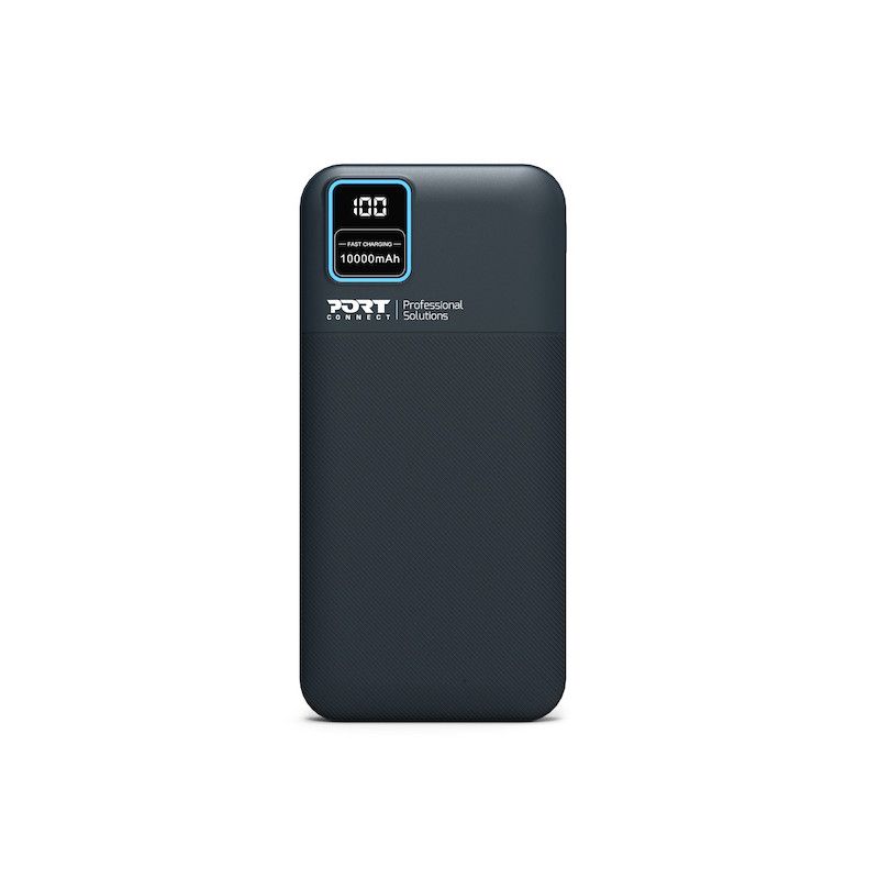 Port Designs 10000mAh Powerbank LCD Display USB-A QC / USB-C / Micro USB Black