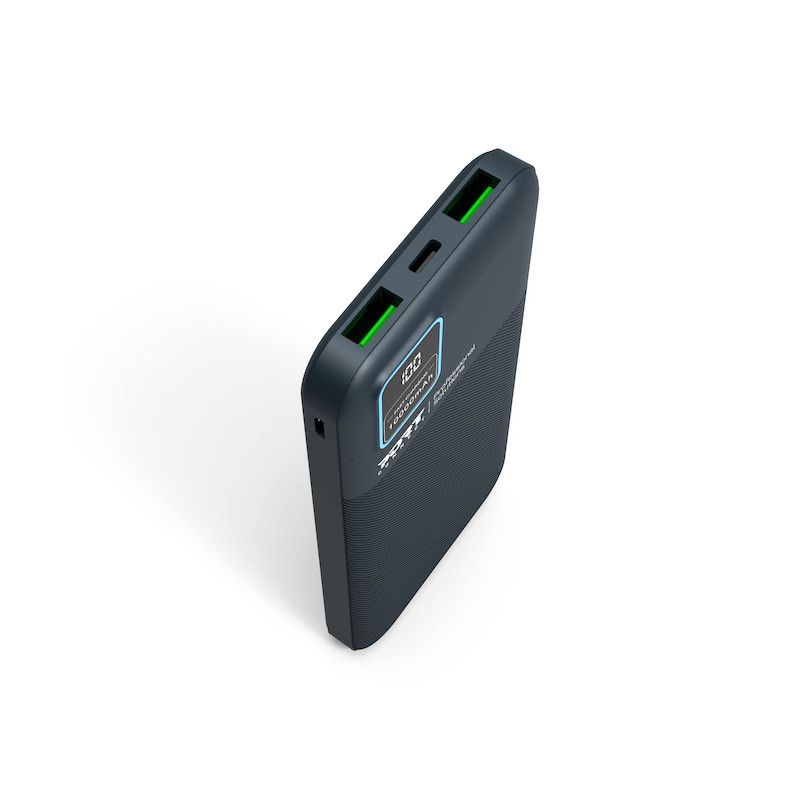 Port Designs 10000mAh Powerbank LCD Display USB-A QC / USB-C / Micro USB Black