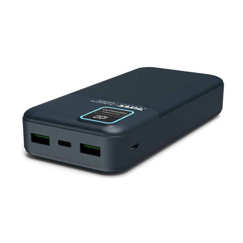 Port Designs 20000mAh Powerbank LCD Display USB-A QC / USB-C / Micro USB Black