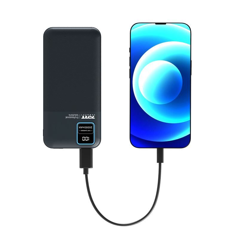 Port Designs 20000mAh Powerbank LCD Display USB-A QC / USB-C / Micro USB Black